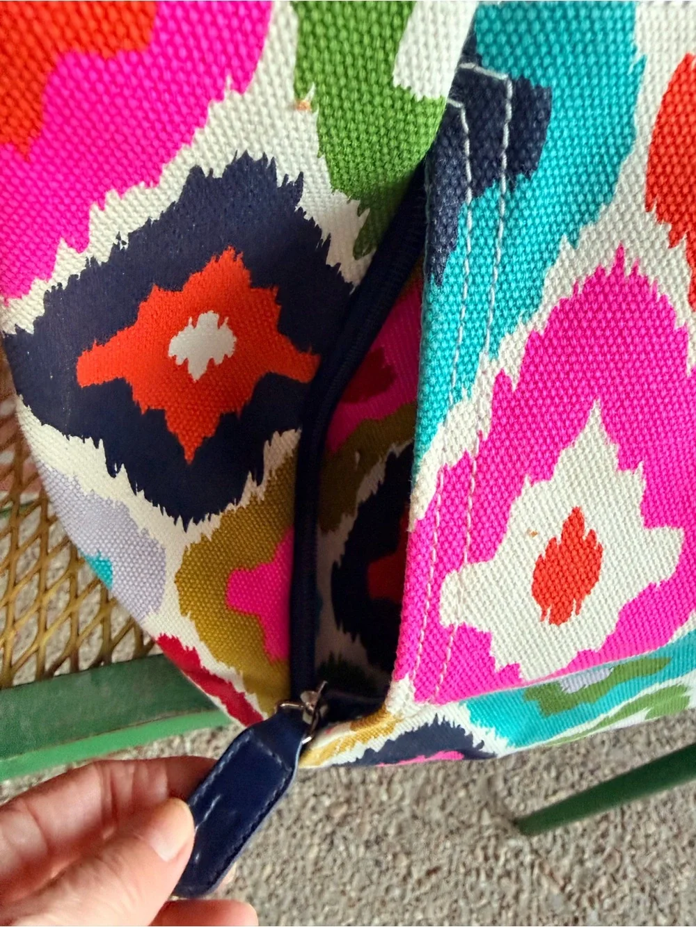 Vibrant Multi-Color Geometric Laptop Bag with Teal Handles Almost new